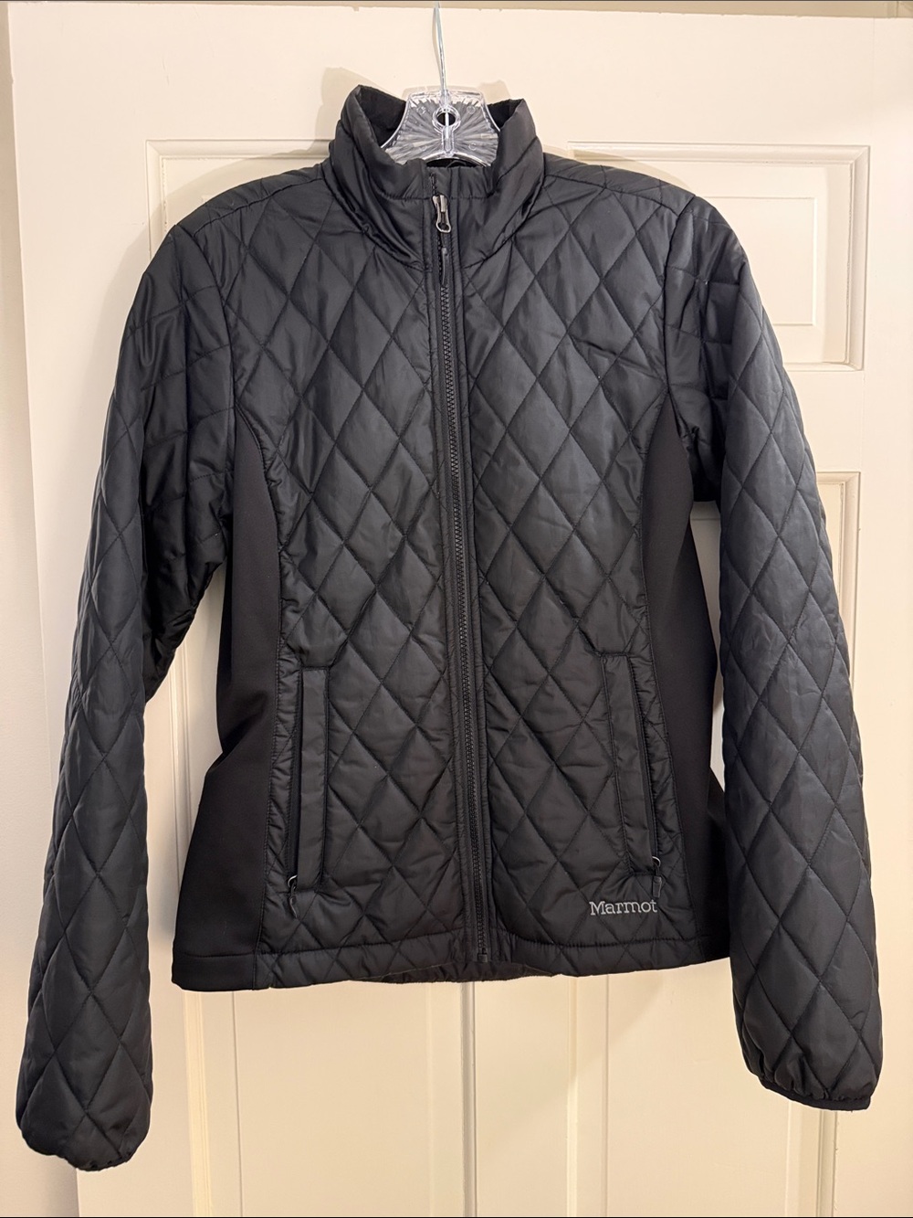 Marmot Black Quilted Diamond-Pattern Puffer Jacket